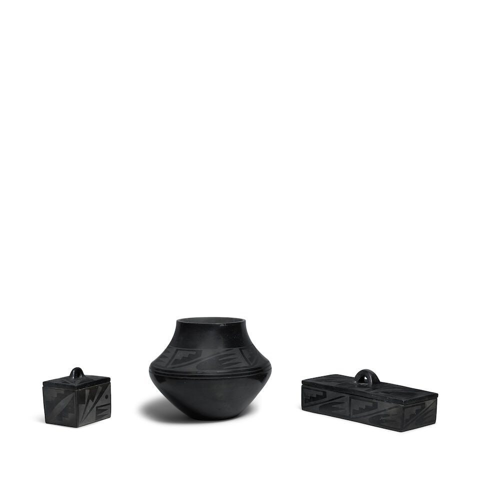 Three Tonita Roybal blackware pottery items - 2