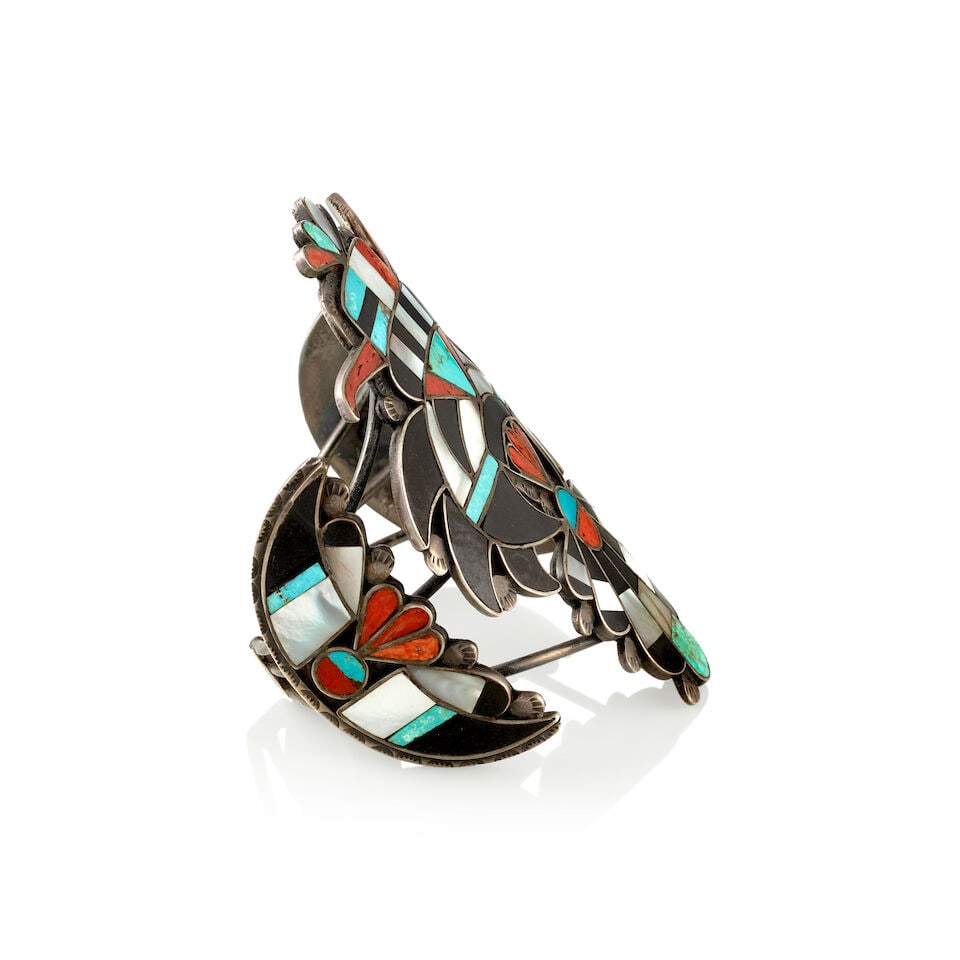 A Zuni multi-stone inlay cuff bracelet - 3