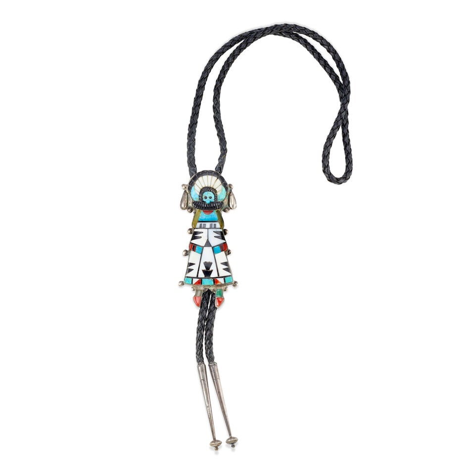A Leo Poblano multi-stone inlaid bolo tie (1 of 1)