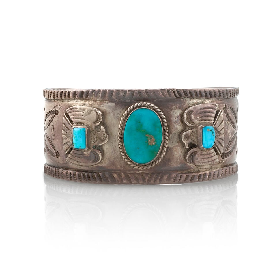 A Diné (Navajo) or Zuni Fred Harvey-style cuff bracelet (1 of 3)