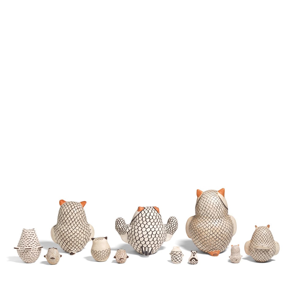 A collection of eleven Acoma pottery owls - 2