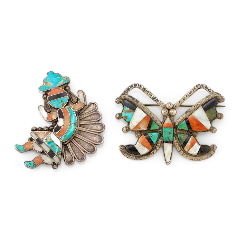 Two Zuni multi-stone inlay pins (1 of 1)