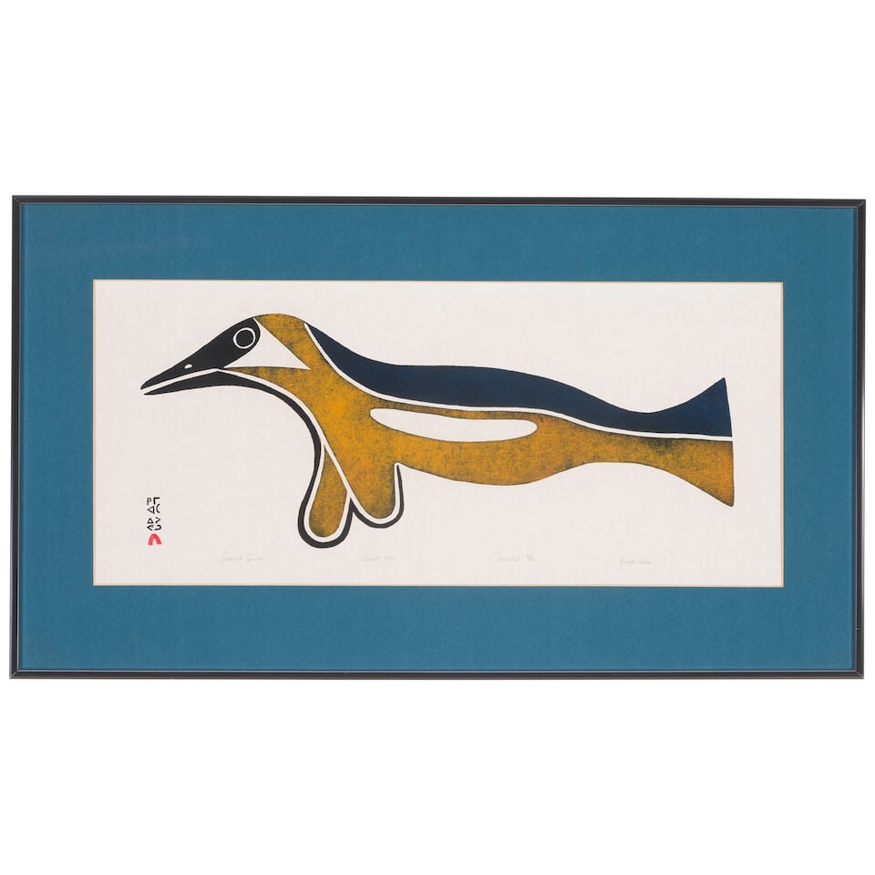 Two Inuit prints: Kingmeata Etidlooie, 'Seabird Spirit', and Etidlooie Etidlooie, 'Enraged Hawk' - 5