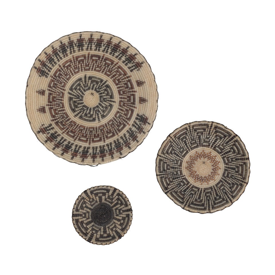 Three Tohono O'odham (Papago) miniature horsehair trays (1 of 1)