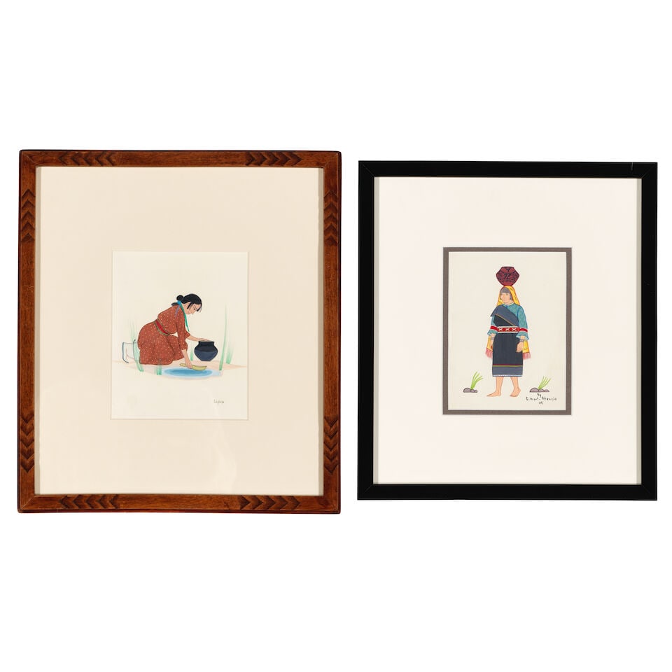 Two Pueblo paintings: Eva Mirabal (Eah-Ha-Wa) and Gilbert Atencio - 2