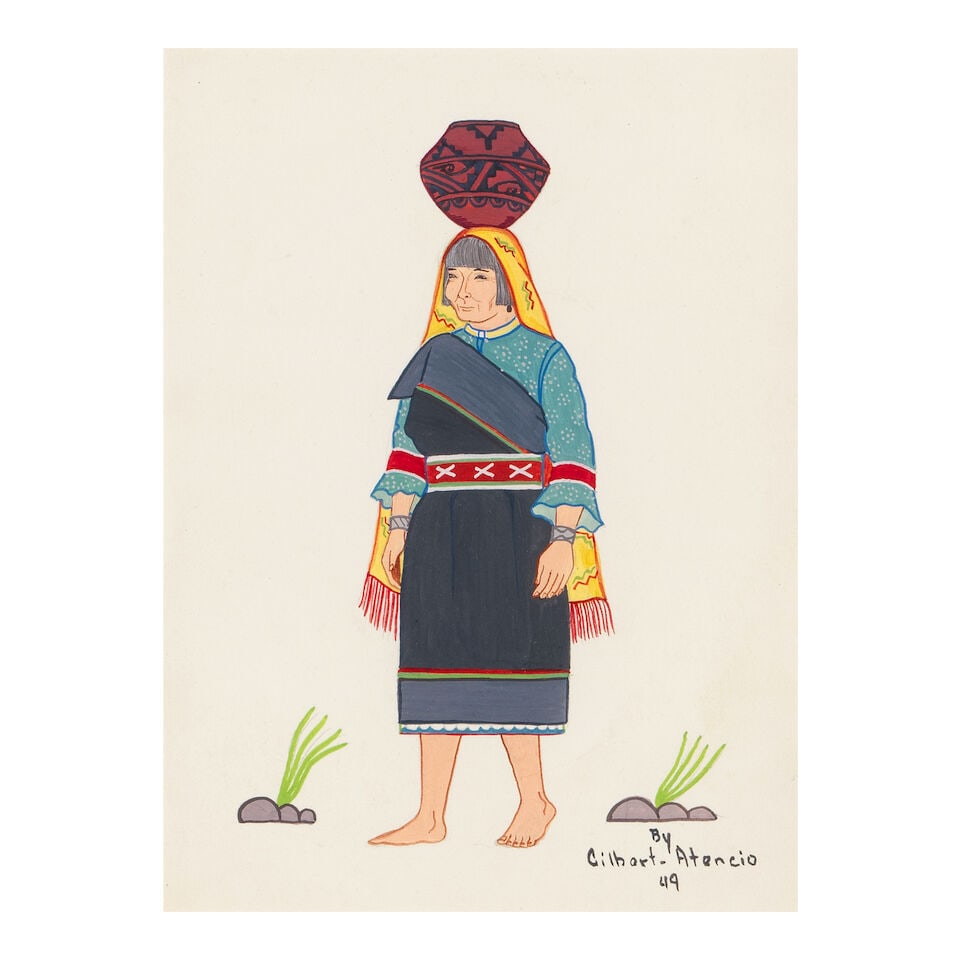 Two Pueblo paintings: Eva Mirabal (Eah-Ha-Wa) and Gilbert Atencio - 3