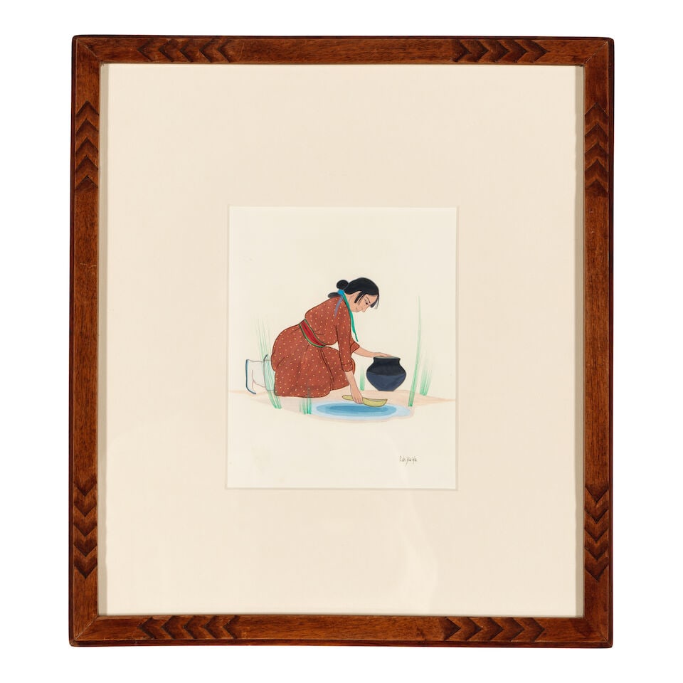 Two Pueblo paintings: Eva Mirabal (Eah-Ha-Wa) and Gilbert Atencio - 6
