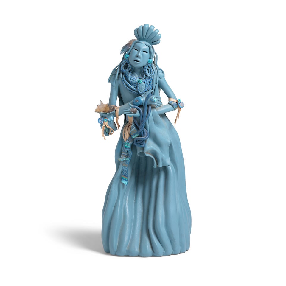 An Elizabeth Abeyta (Nah-Glee-eh-Bah) ceramic and mixed media sculpture (1 of 3)