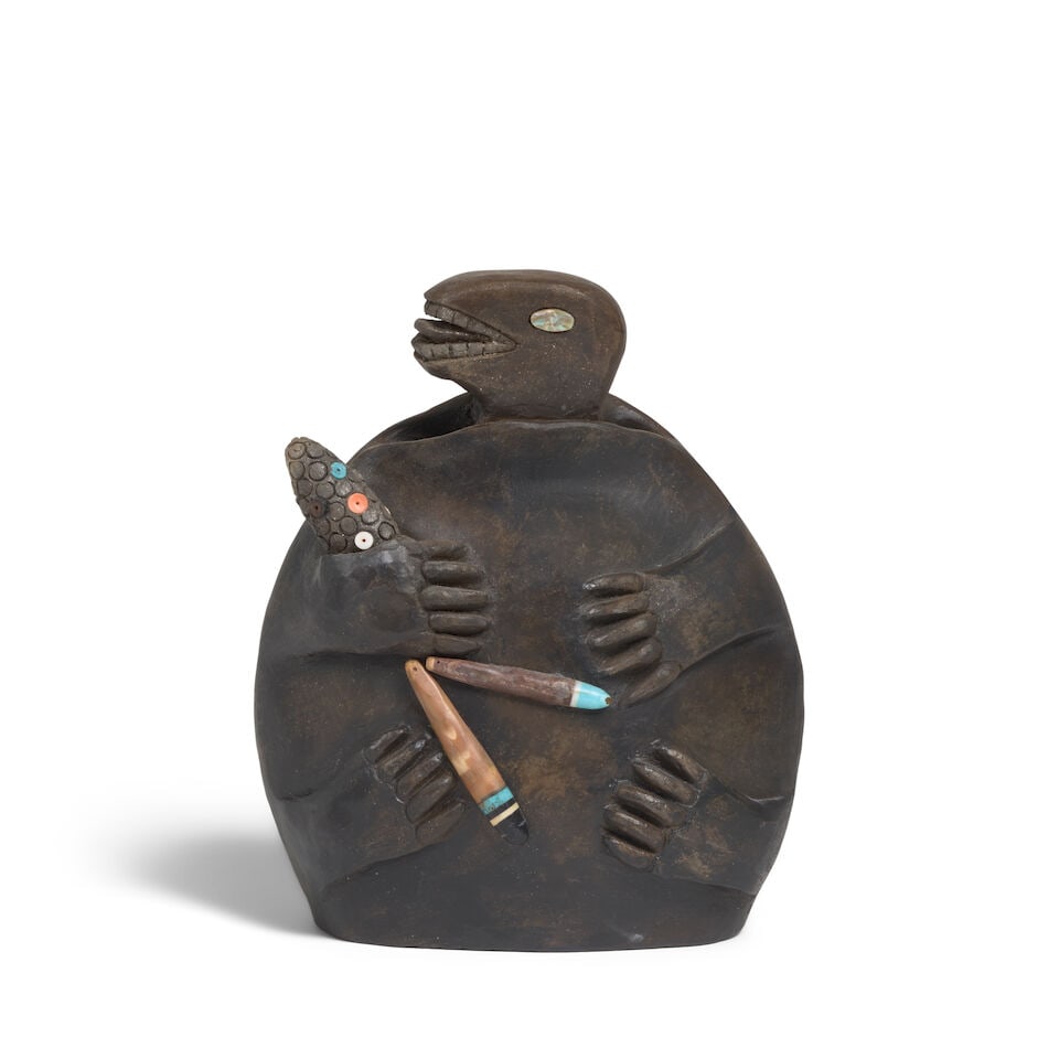 A Pueblo black micaceous pottery tortoise (1 of 2)