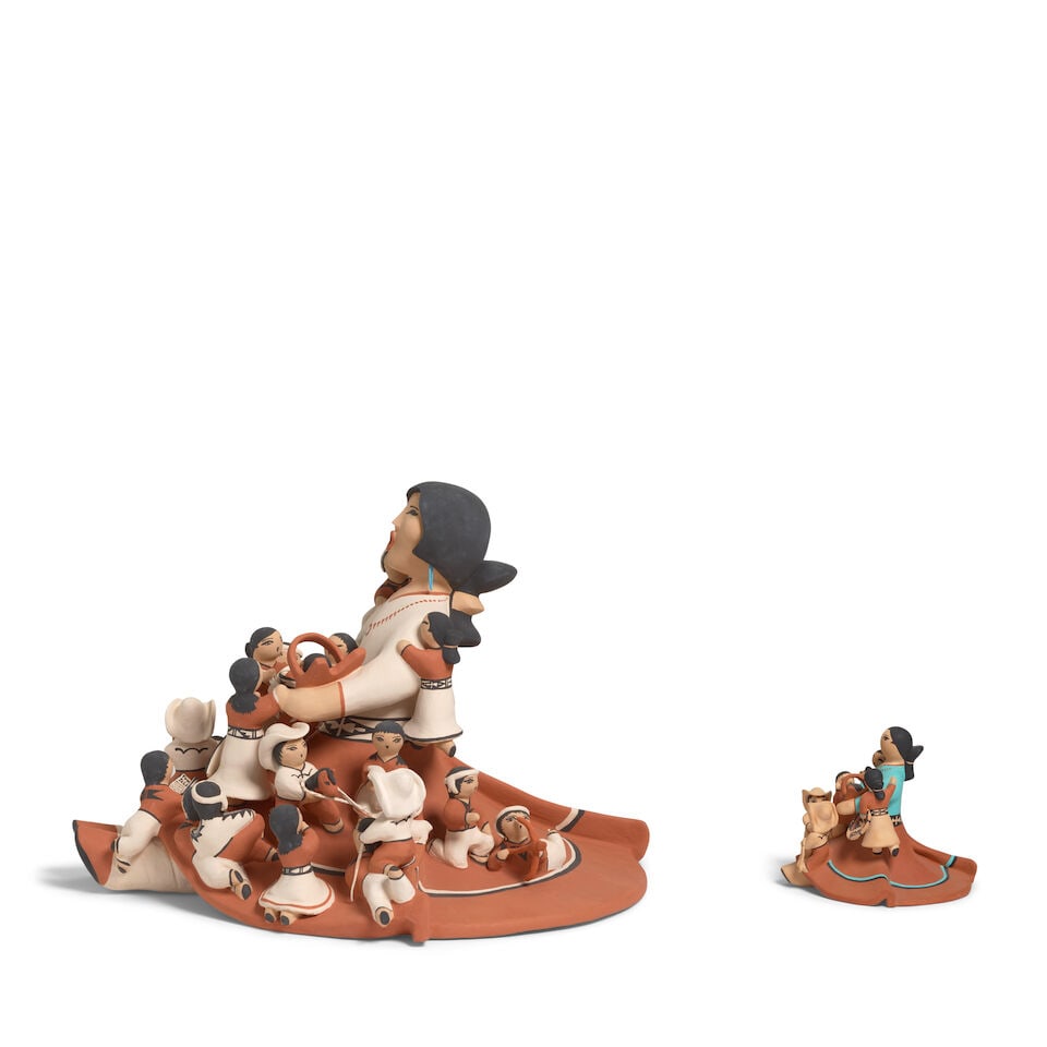 Two Rose Pecos-Sun Rhodes pottery storyteller sculptures - 3