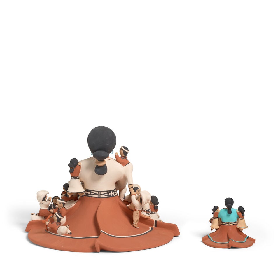 Two Rose Pecos-Sun Rhodes pottery storyteller sculptures - 4