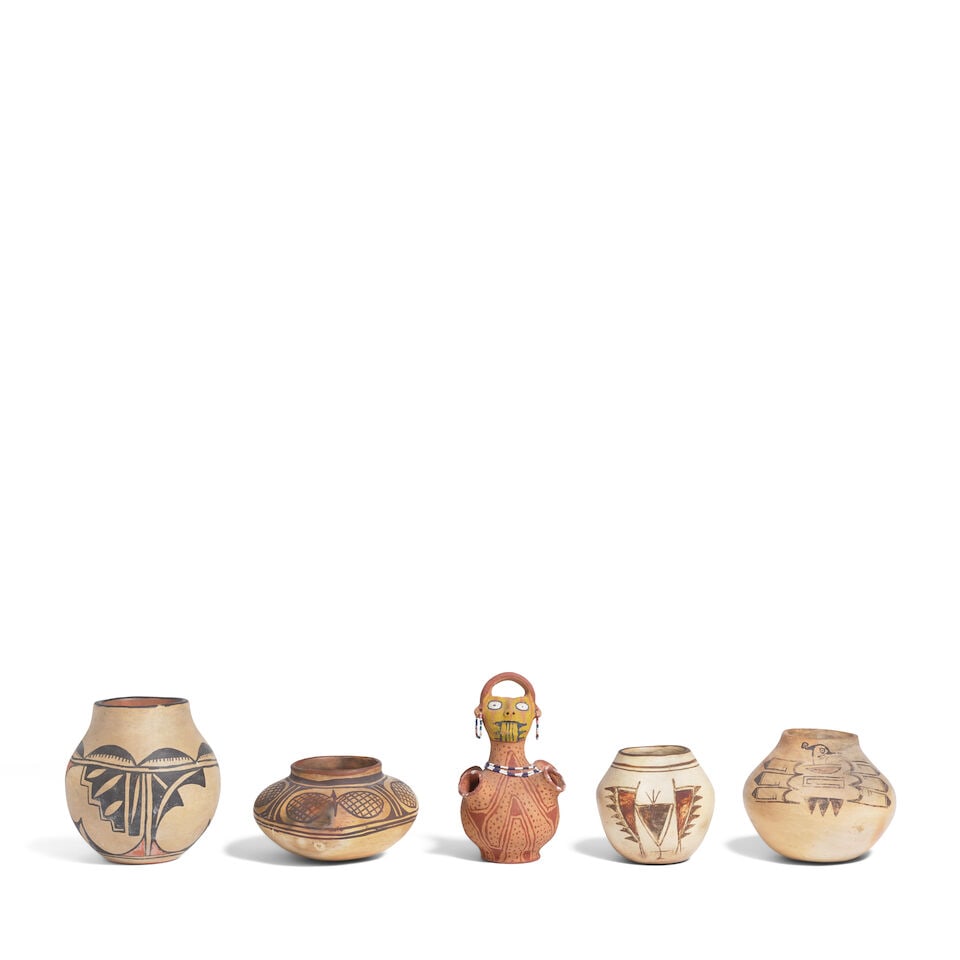 Five Southwest Native American pottery objects (1 of 3)