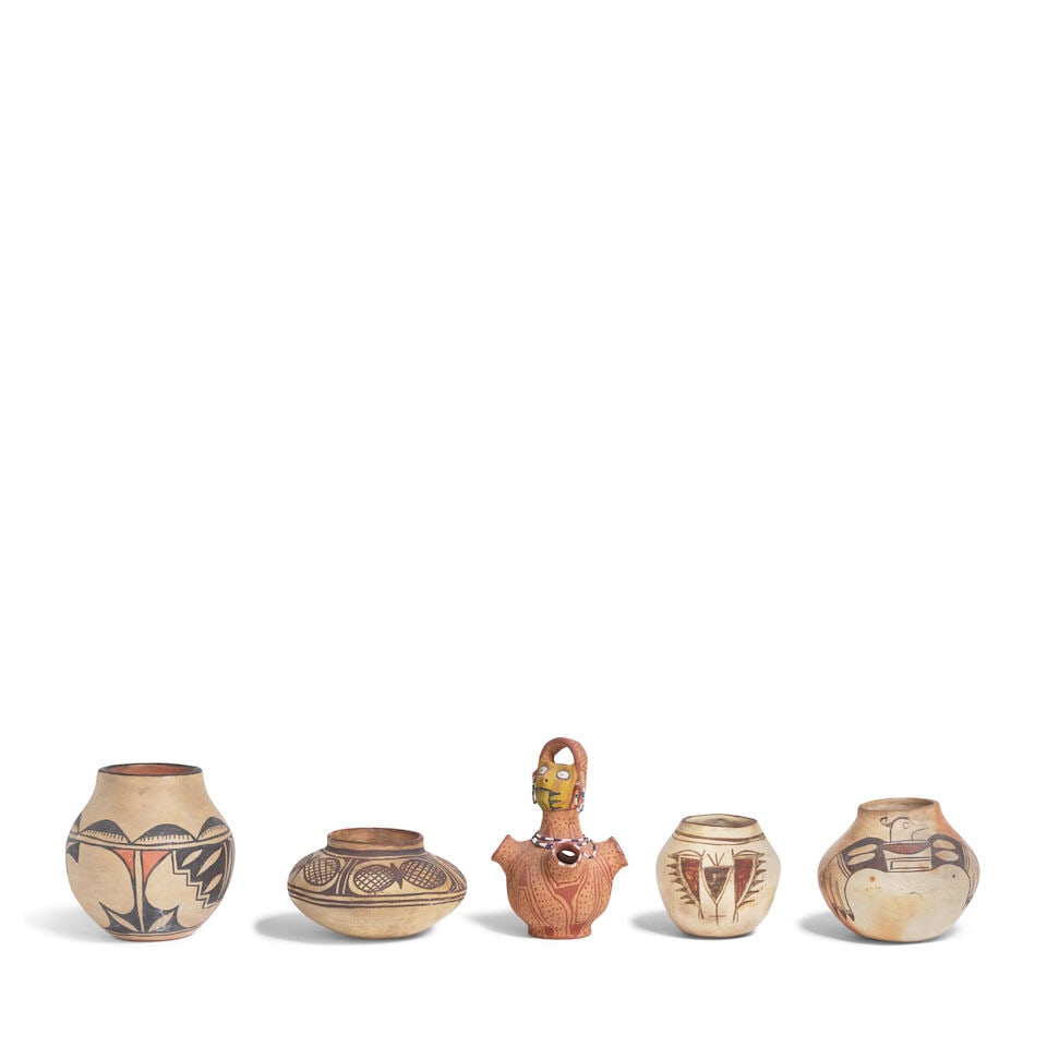 Five Southwest Native American pottery objects - 3