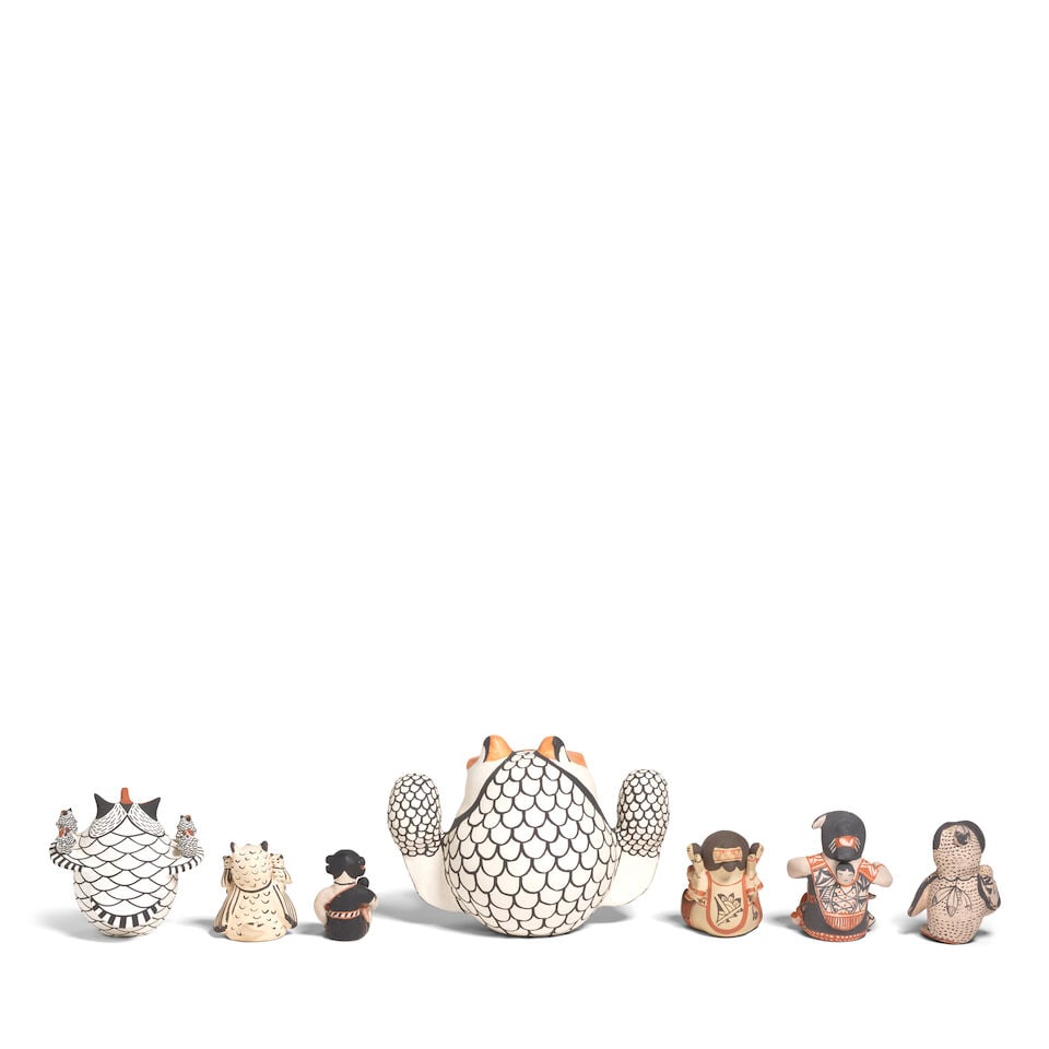 Seven Pueblo pottery storyteller figures - 2