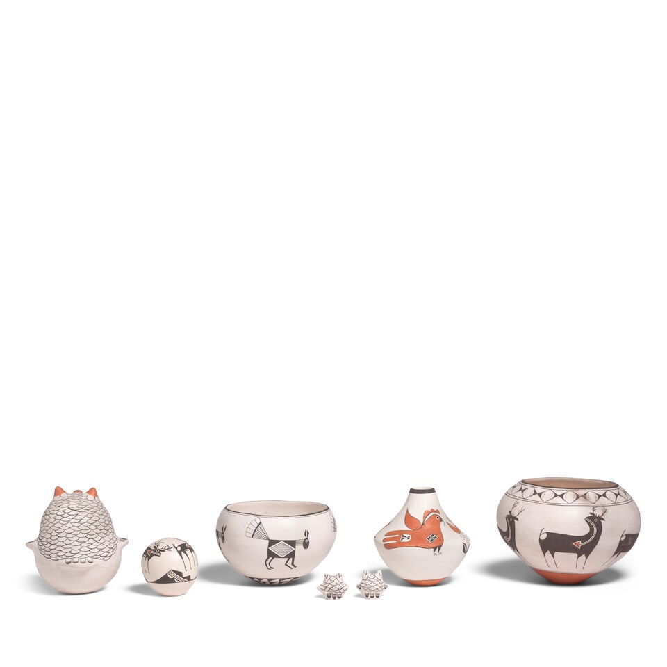 Seven Lewis Family pottery items - 2