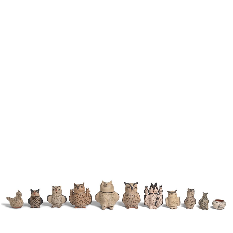 Eleven Cochiti avian-themed pottery objects (1 of 2)