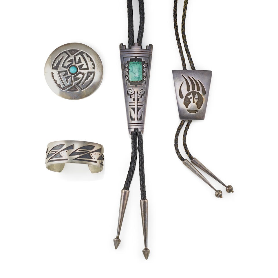 Four Hopi silver overlay adornments (1 of 1)