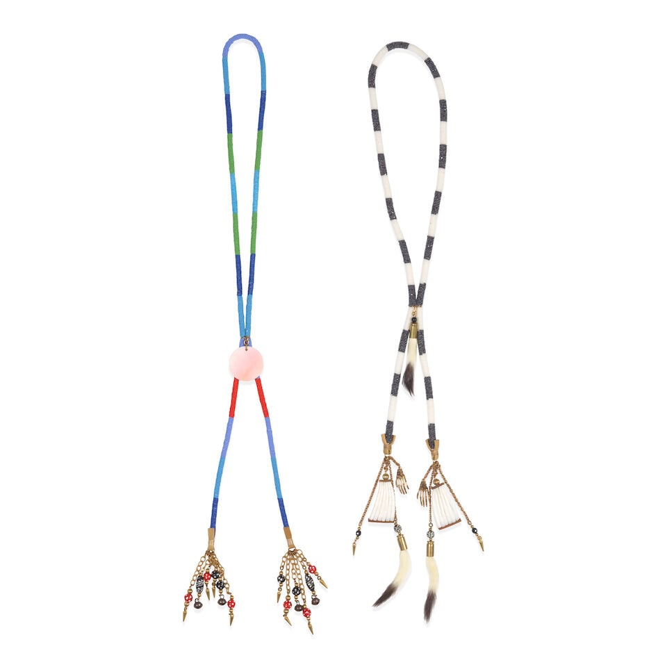 Two Elias Jade Not Afraid beaded bolo-style necklaces (1 of 1)
