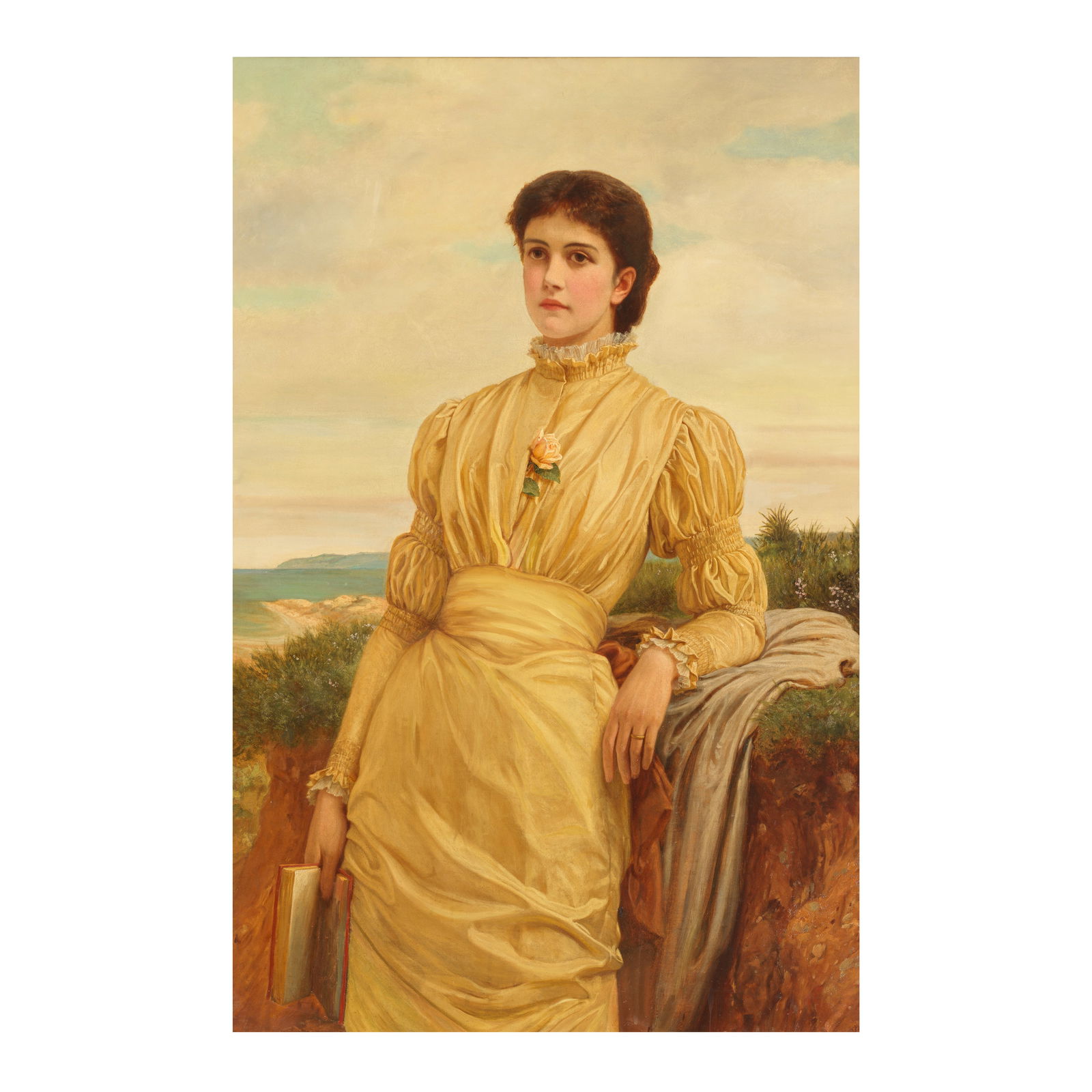 Charles Edward Perugini (British, 1839-1918) The lady in the yellow dress: Charles Edward Perugini (British, 1839-1918) The lady in the yellow dress signed with initials 'CP' (lower right) oil on canvas 109.5 x 72.5cm (43 1/8 x 28 9/16in). Footnotes: Provenance