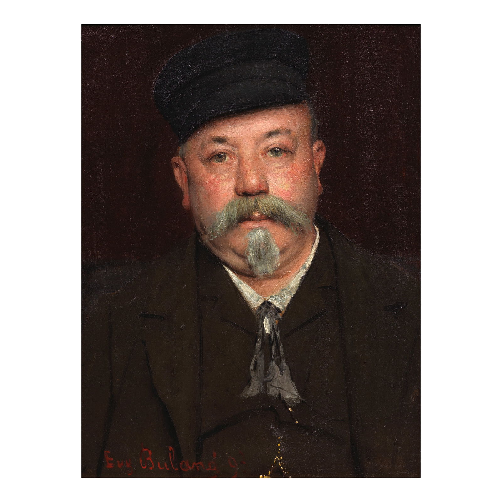 Jean Eugène Buland (French, 1852-1927) Portrait de Pierre Perrin: Jean Eugène Buland (French, 1852-1927) Portrait de Pierre Perrin signed and dated 'Eug Buland 93' (lower left); bears title in pencil (on the reverse) oil on board 29 x 22.6cm (11 7/16 x 8 7/8in)