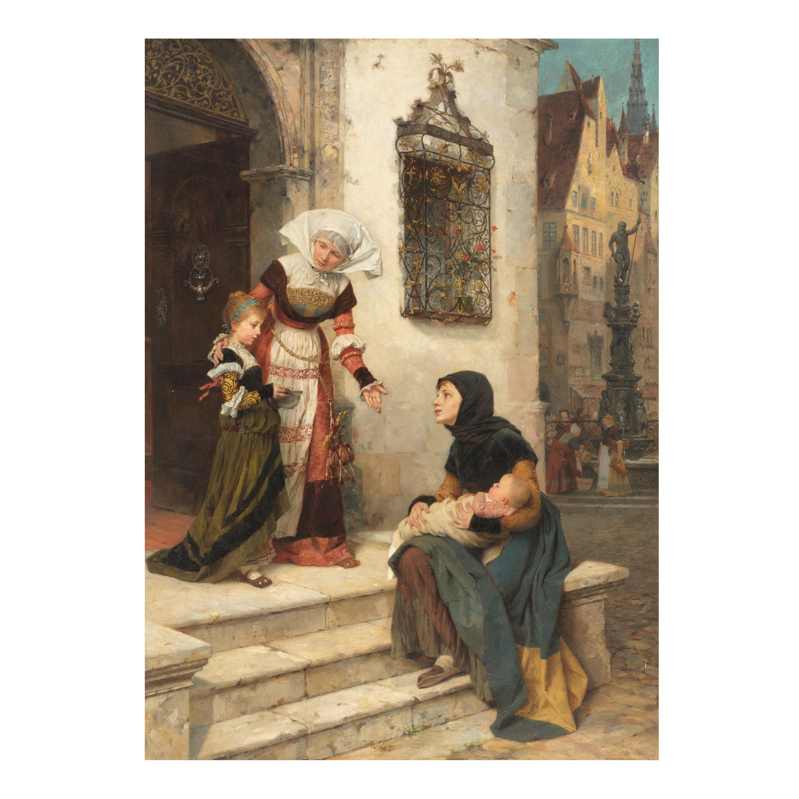 Alphons Bodenmüller (German, 1847-1886) Caritas: Alphons Bodenmüller (German, 1847-1886) Caritas signed, inscribed and indistinctly dated 'Alphons Bodenmüller/Munchen 18(79?)' (lower left); further signed and indistinctly inscribed 'Alphon