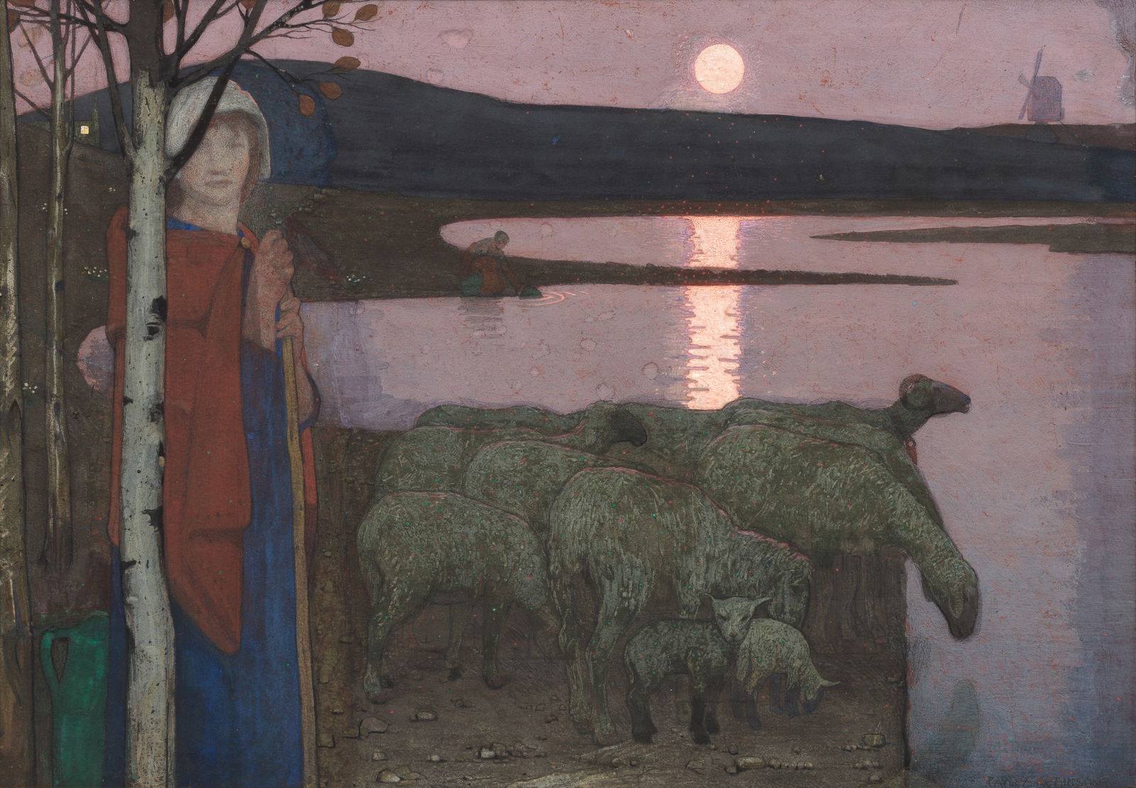 Frederic Cayley Robinson, ARA, RWS (British, 1862-1927) The little shepherdess: Frederic Cayley Robinson, ARA, RWS (British, 1862-1927) The little shepherdess signed 'CAYLEY ROBINSON' (lower right) gouache over pencil 33.6 x 48cm (13 1/4 x 18 7/8in). Footnotes: Prov