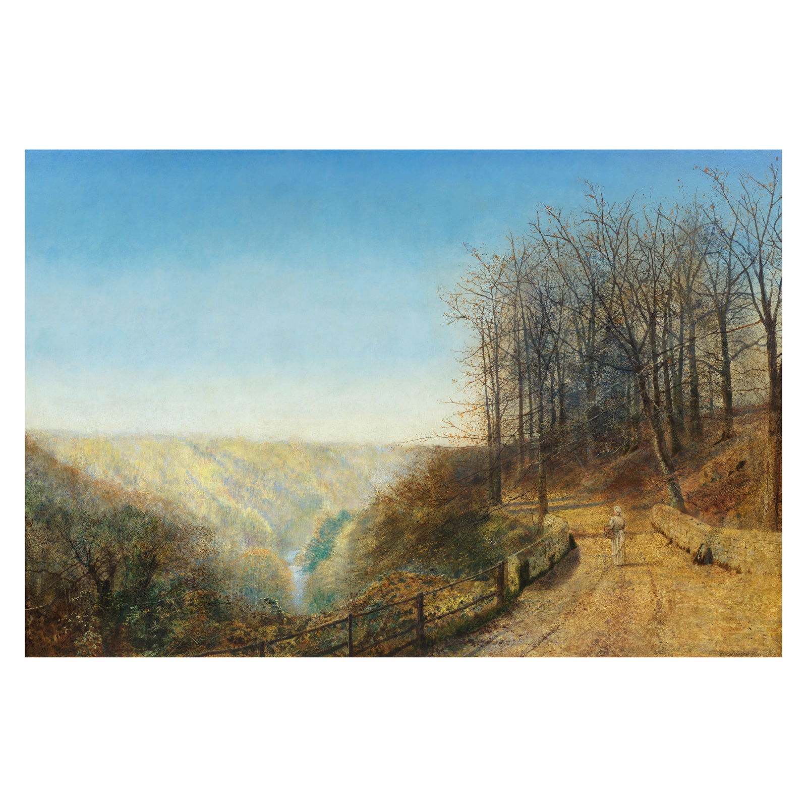 John Atkinson Grimshaw (British, 1836-1893) Late Autumn on the Esk: John Atkinson Grimshaw (British, 1836-1893) Late Autumn on the Esk signed and indistinctly dated 'Atkinson Grimshaw 1870?' (lower right) oil on canvas 81.3 x 121.9cm (32 x 48in). Footnotes: