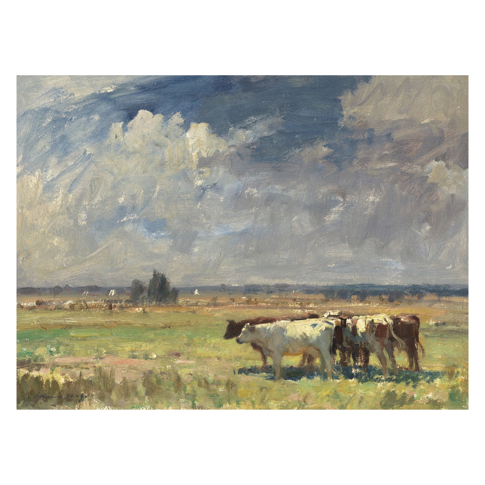 Edward Seago, RWS, RBA (British, 1910-1974) Cattle on the marsh, Ludham (1 of 1)