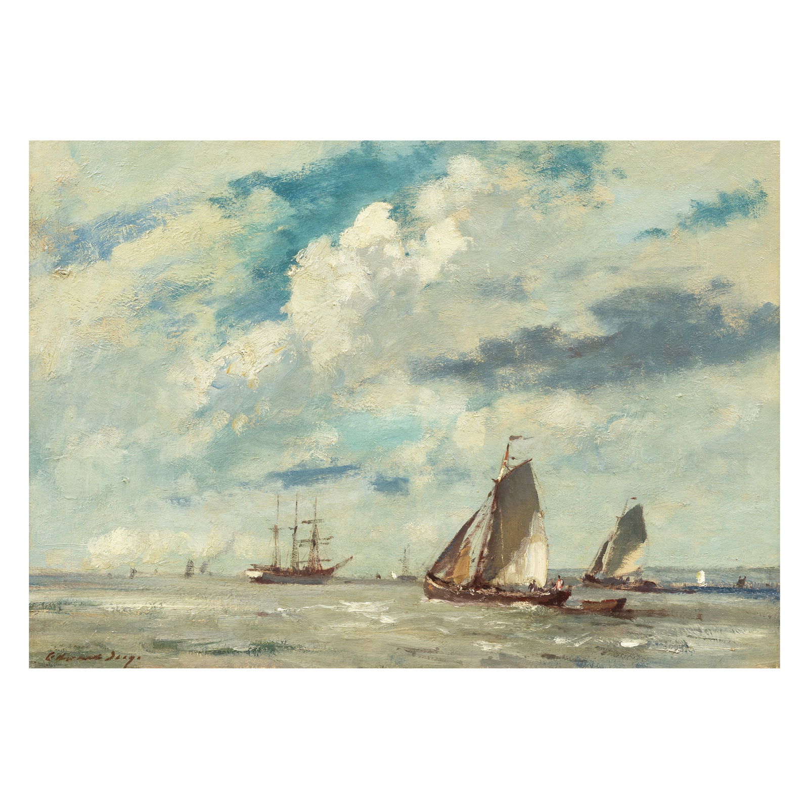 Edward Seago, RWS, RBA (British, 1910-1974) Shipping on the estuary (1 of 1)