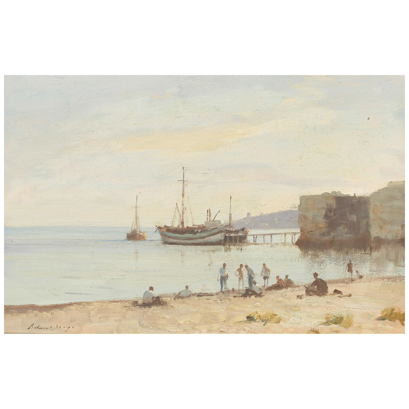 Edward Seago, RWS, RBA (British, 1910-1974) Fishing boats on the shores of the Marmara: Edward Seago, RWS, RBA (British, 1910-1974) Fishing boats on the shores of the Marmara signed 'Edward Seago' (lower left); inscribed with title (on the reverse) oil on board 41 x 61cm (16 1/8 x 24in).