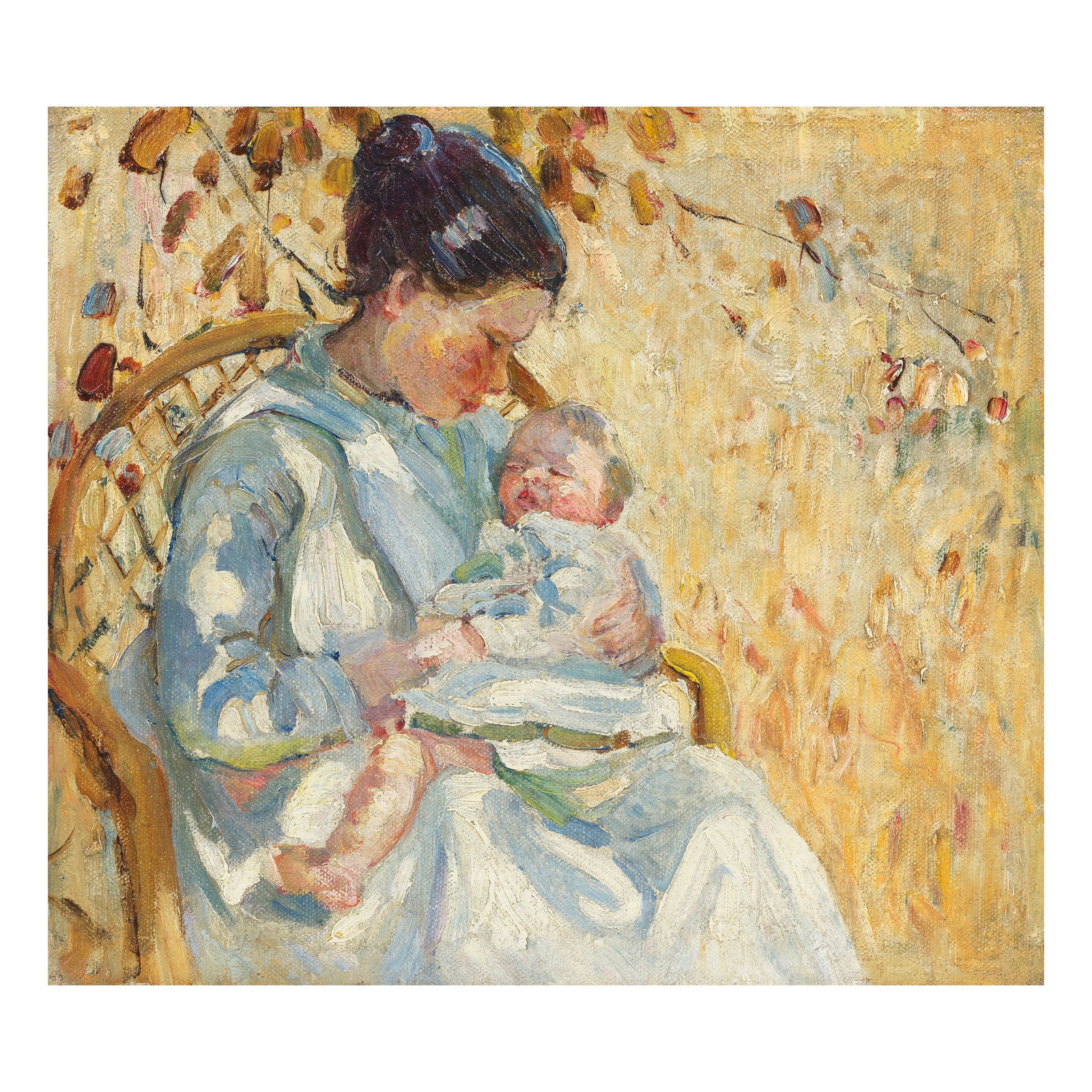 Dorothea Sharp, RBA, ROI (British, 1874-1955) Mother and baby: Dorothea Sharp, RBA, ROI (British, 1874-1955) Mother and baby oil on canvas 41 x 46cm (16 1/8 x 18 1/8in). Footnotes: Provenance Anon. sale, Cheffins, Cambridge, 12 June 2019, lot 22