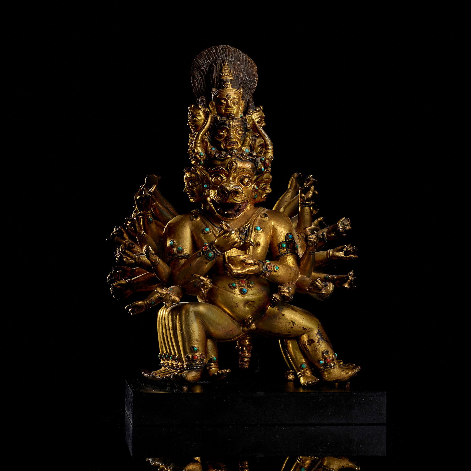 A GILT COPPER ALLOY FIGURE OF VAJRABHAIRAVA EKAVIRA TIBET, 14TH CENTURY: A GILT COPPER ALLOY FIGURE OF VAJRABHAIRAVA EKAVIRA TIBET, 14TH CENTURY Himalayan Art Resources item no. 90326 8 3/4 in. (22.2 cm) high Footnotes: 西藏 十四世紀 