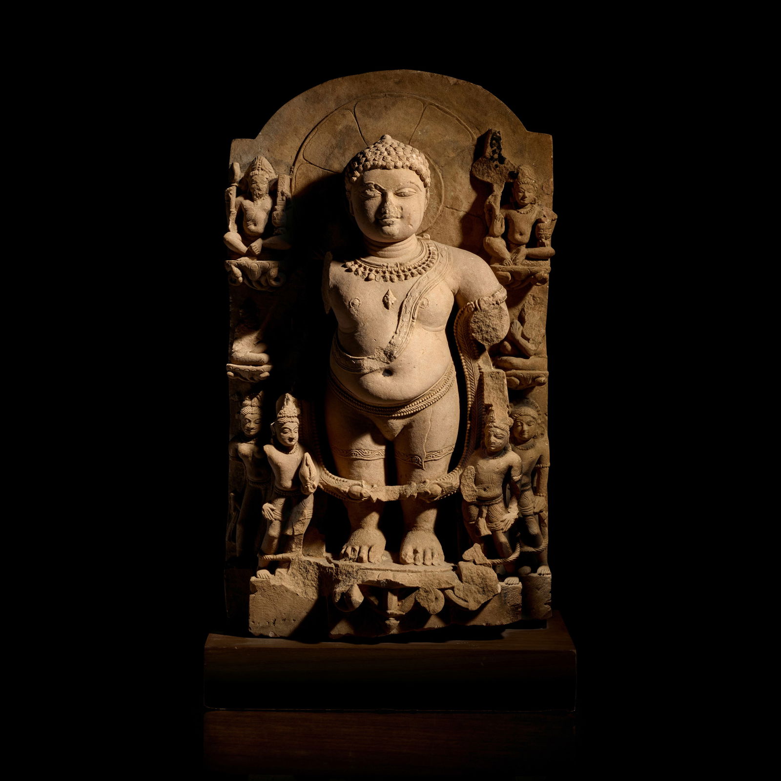 A BUFF SANDSTONE FIGURE OF VAMANA RAJASTHAN OR UTTAR PRADESH, 10TH/11TH CENTURY: A BUFF SANDSTONE FIGURE OF VAMANA RAJASTHAN OR UTTAR PRADESH, 10TH/11TH CENTURY 24 1/4 in. (61.6 cm) high Footnotes: Provenance Sotheby's, New York, 16 & 17 March 1988, lot 63 Private Collection, New