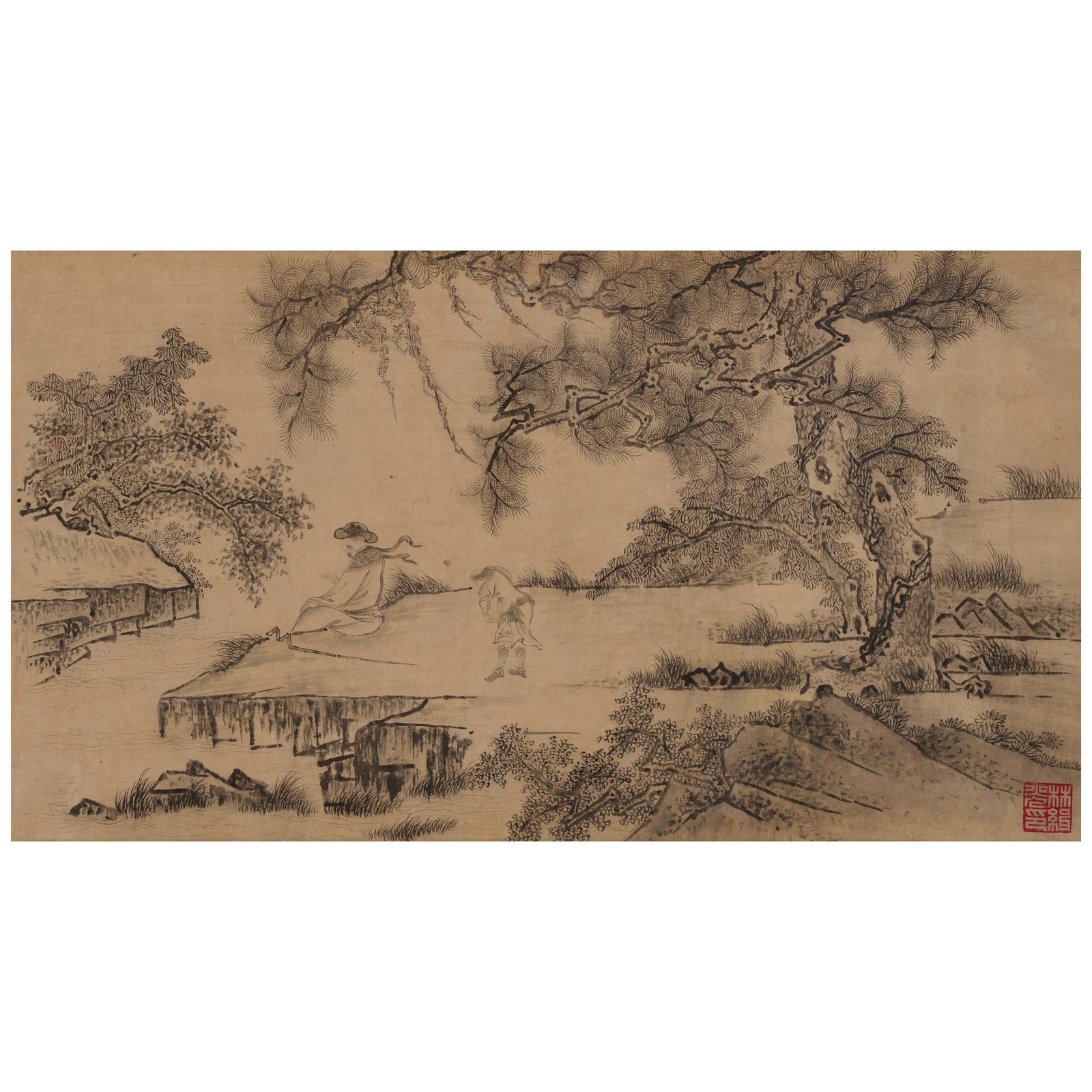 ANONYMOUS Tao Yuanming Returning Home: ANONYMOUS Tao Yuanming Returning Home Horizontal handscroll, ink on paper, nine panels of painting and seven panels of calligraphy, mounted continuously as a horizontal handscroll, the paintings with