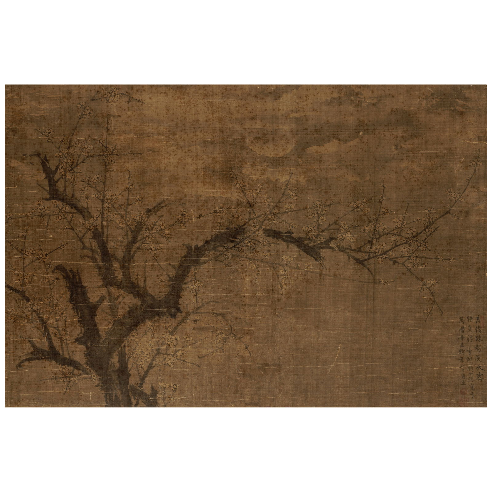 LIU SHIRU (1517-1601) Ink Plum Blossom, 1601: LIU SHIRU (1517-1601) Ink Plum Blossom, 1601 Ink on silk, framed, inscribed, dated Wanli xinchou, signed Xuehu Liu Shiru, with three artist's seals. 36 x 53.5in (91.5 x 136cm) Footnotes: Along with Ch