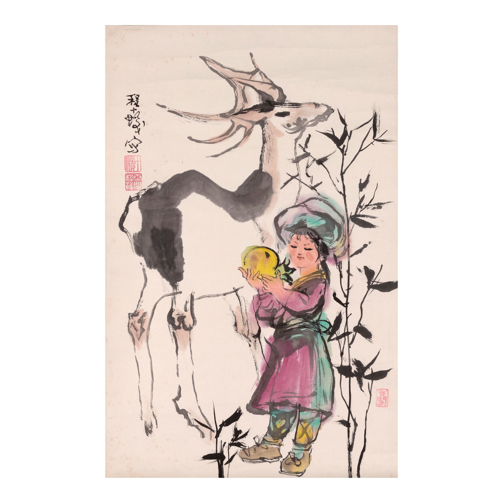 CHENG SHIFA (1921-2007) Girl and Deer (1 of 1)