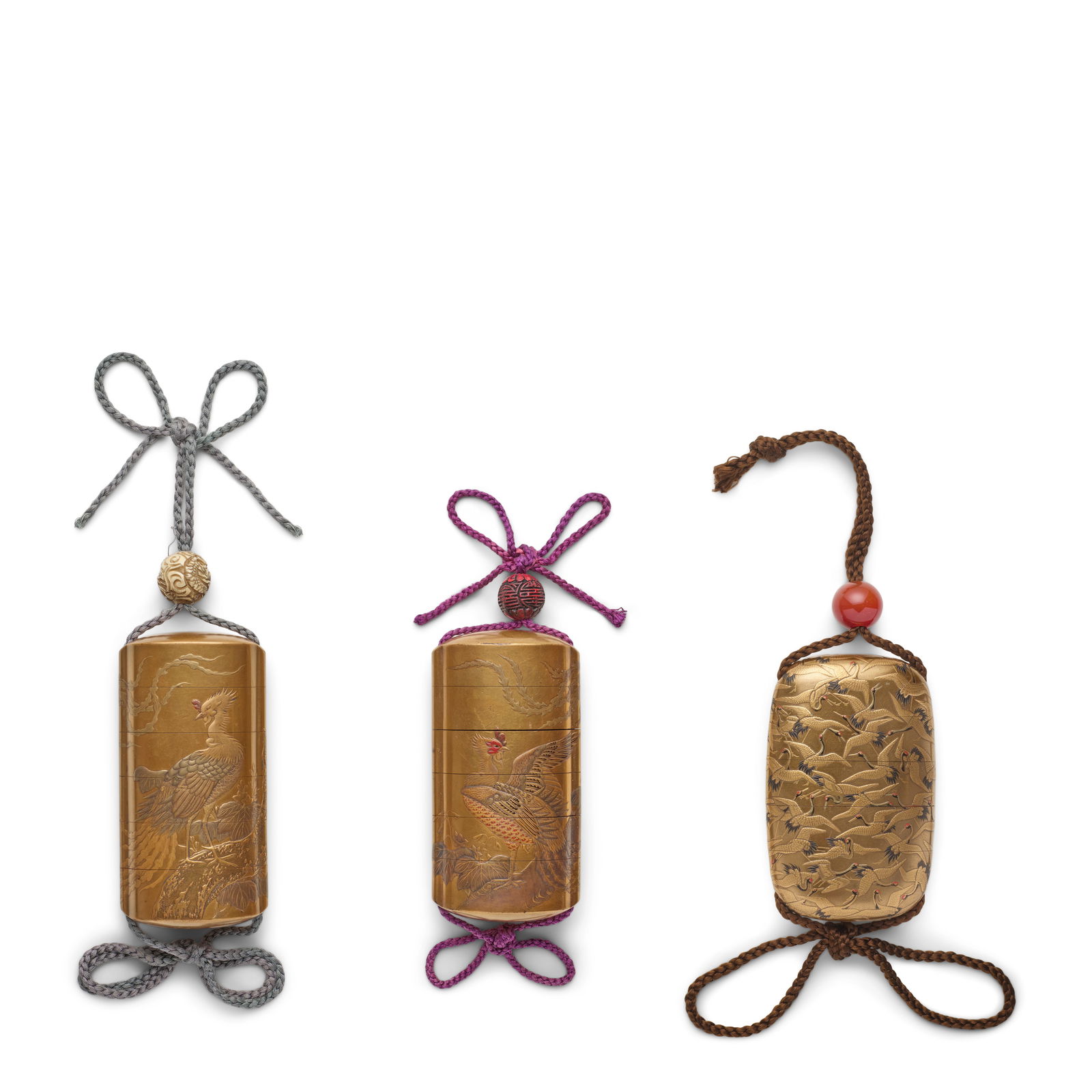 THREE GOLD-LACQUER INRŌ (MEDICINE CONTAINERS) Edo period (1615-1868) and Meiji era (1868-19... (1 of 1)