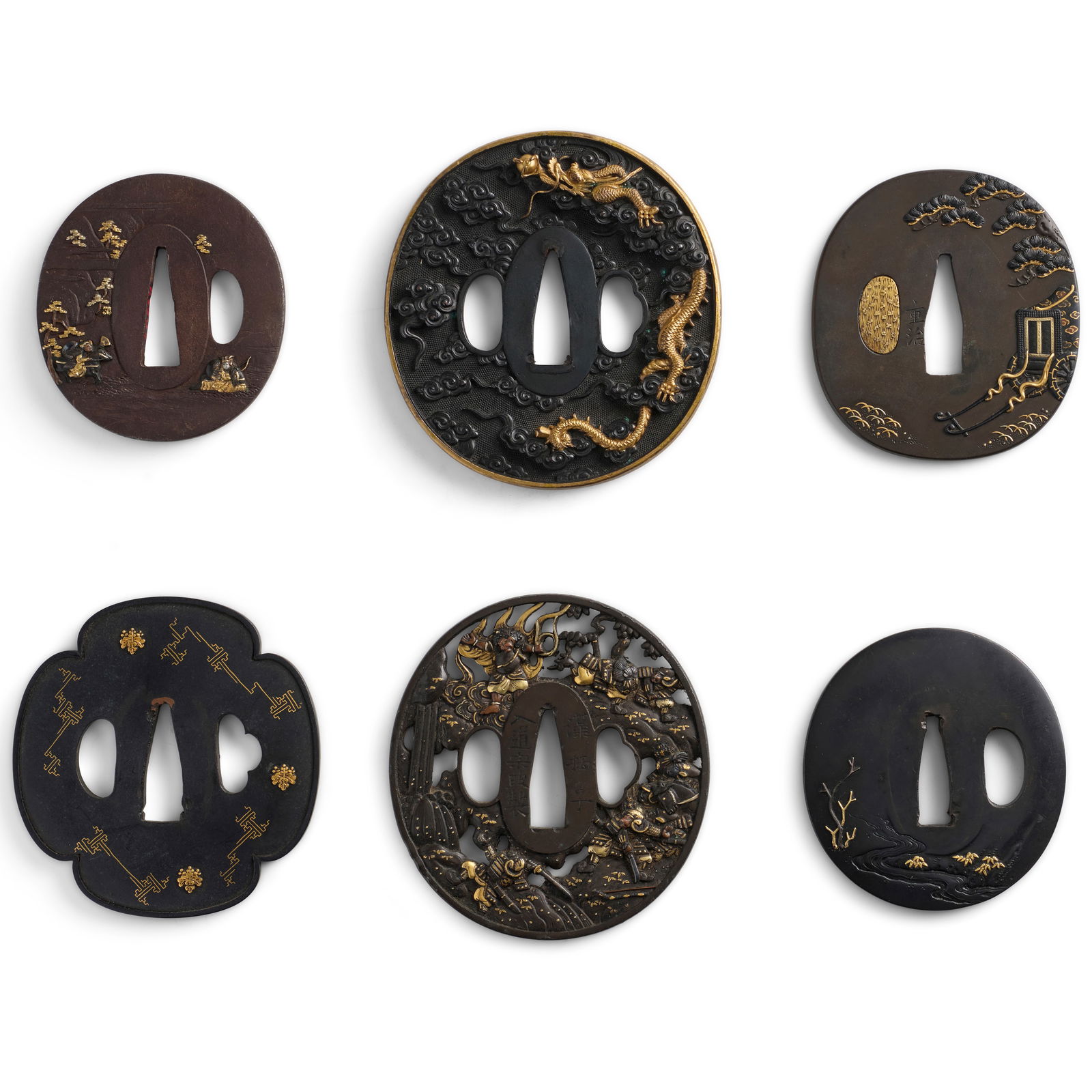 SIX MIXED-METAL TSUBA (HAND GUARDS) Edo period (1615-1868), 18th/19th century (6) (1 of 1)