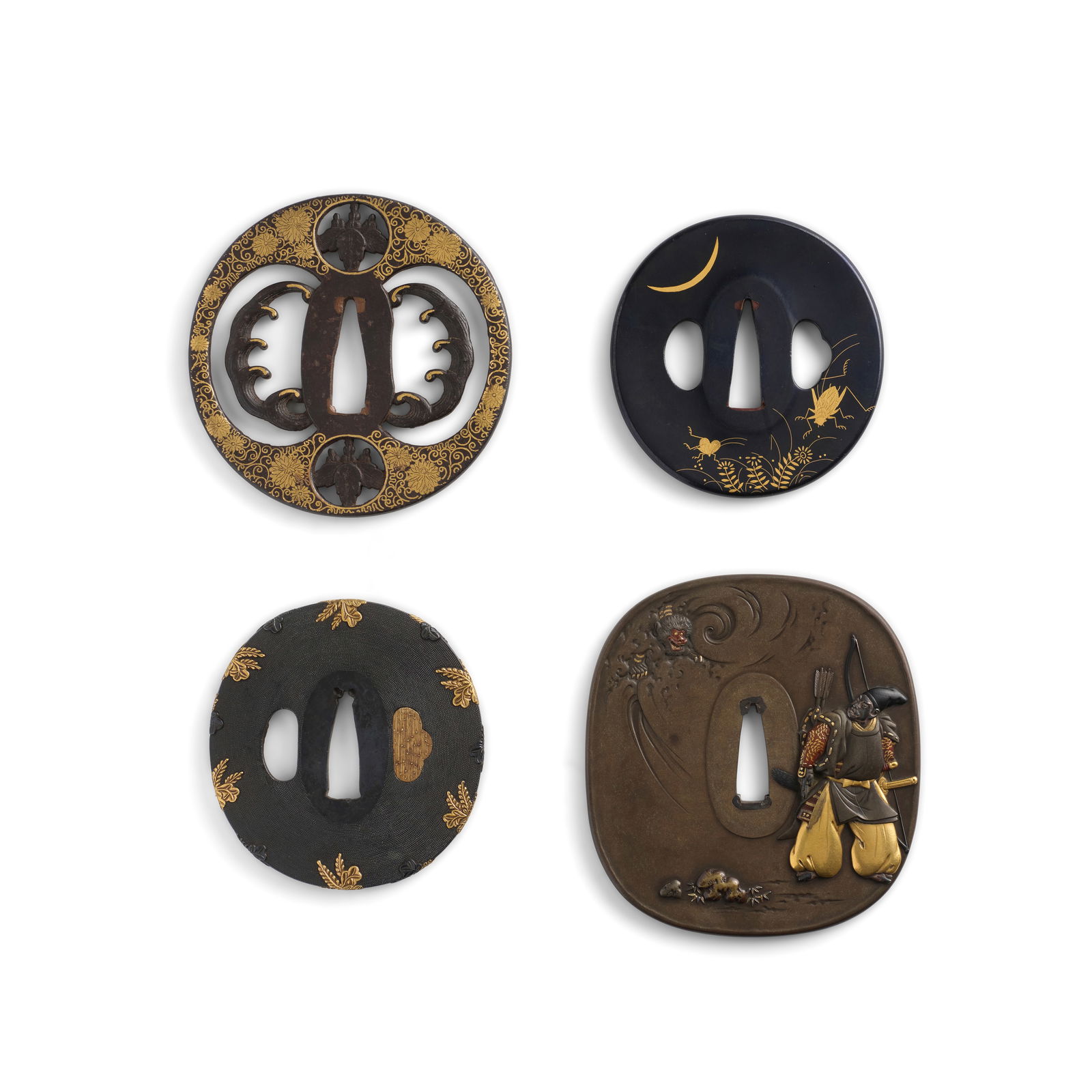 FOUR MIXED-METAL TSUBA (HAND GUARDS) Edo period (1615-1868) or Meiji era (1868-1912), 19th cent... (1 of 1)
