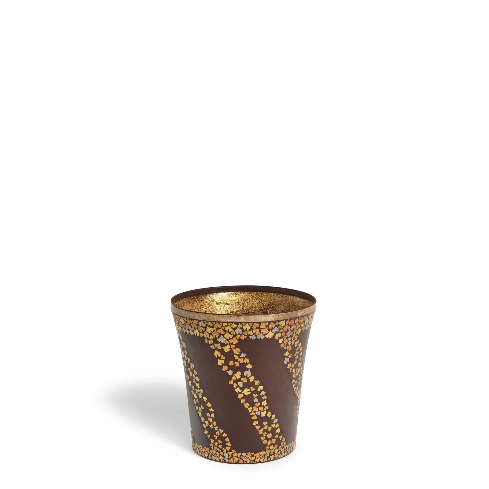 OKUMURA KŌKI (B.1950) An Inlaid Iron Vase Heisei (1989-2019) or Reiwa (2019-present), 20th/...: OKUMURA KŌKI (B.1950) An Inlaid Iron Vase Heisei (1989-2019) or Reiwa (2019-present), 20th/21st century The deep, cylindrical vessel flaring out to the rim and hammered and worked on the surface