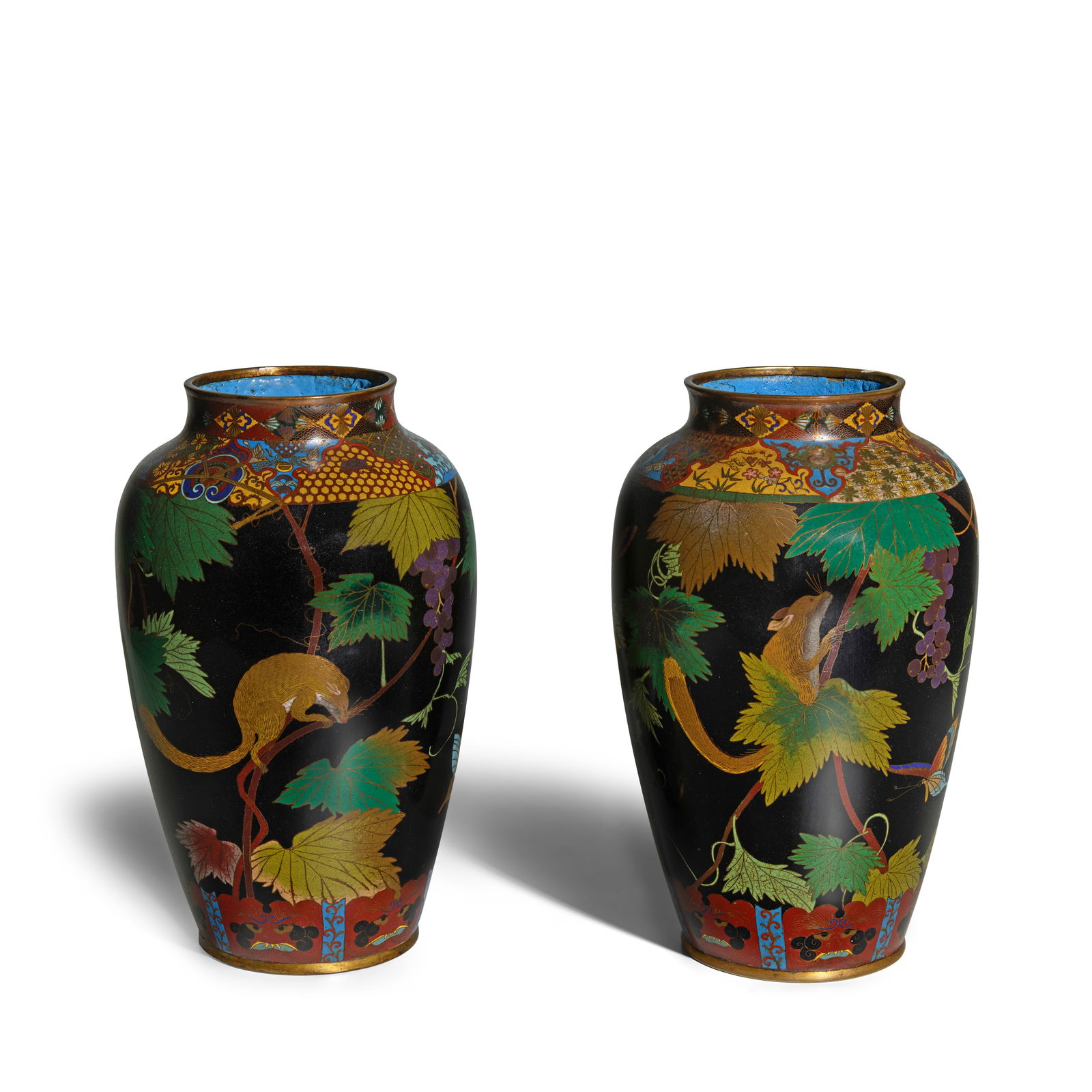 A PAIR OF CLOISONNÉ-ENAMEL VASES Meiji era (1868-1912), late 19th century (2) (1 of 1)