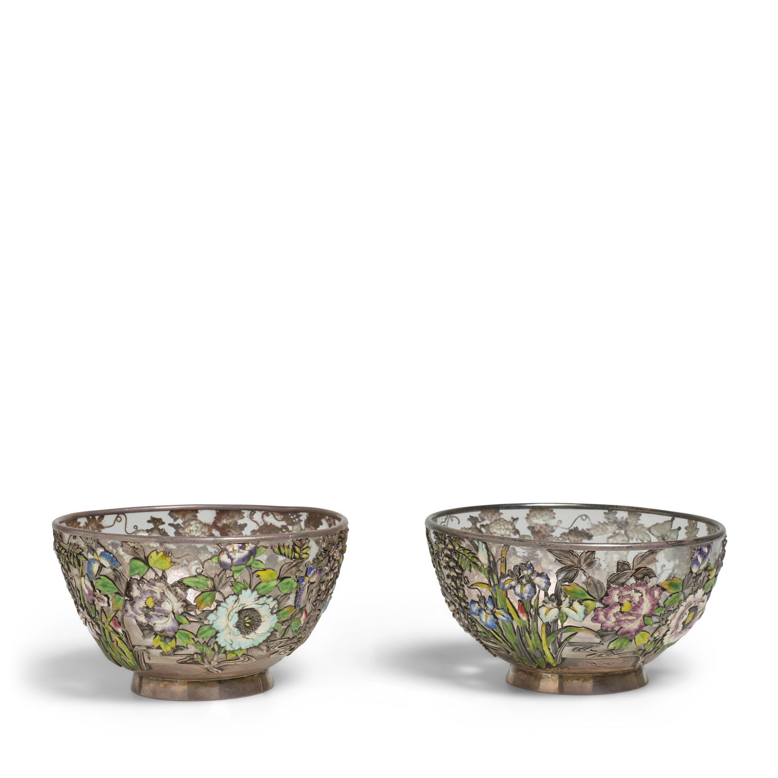 MITSUYUKI (ACTIVE LATE 19TH CENTURY) A Set of Two Silver and Champlevé Enamel Glass Bowls M... (1 of 1)