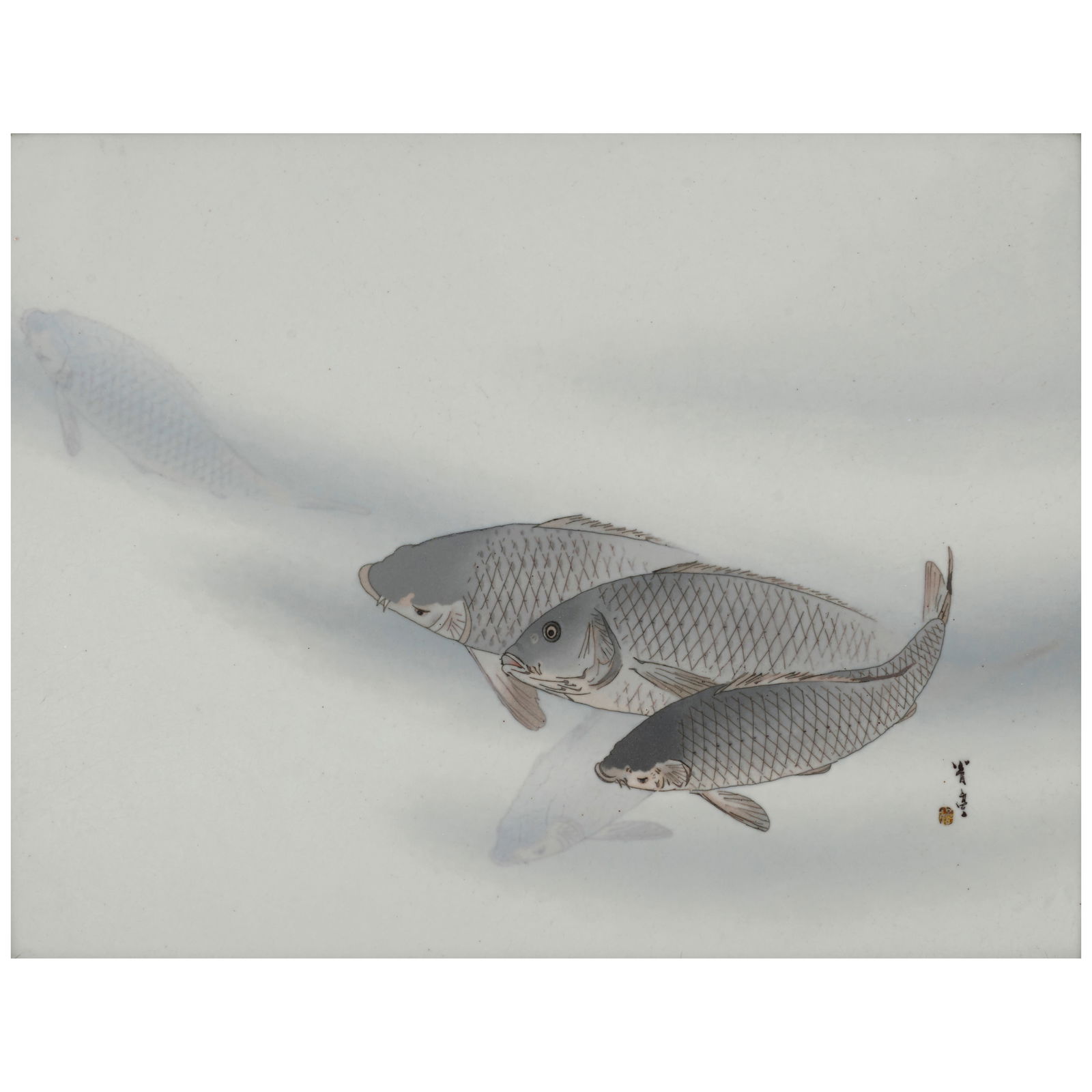 SHIPPŌ GAISHA COMPANY A Large Cloisonné-Enamel Plaque with Carp Meiji era, circa 1890 (1 of 1)