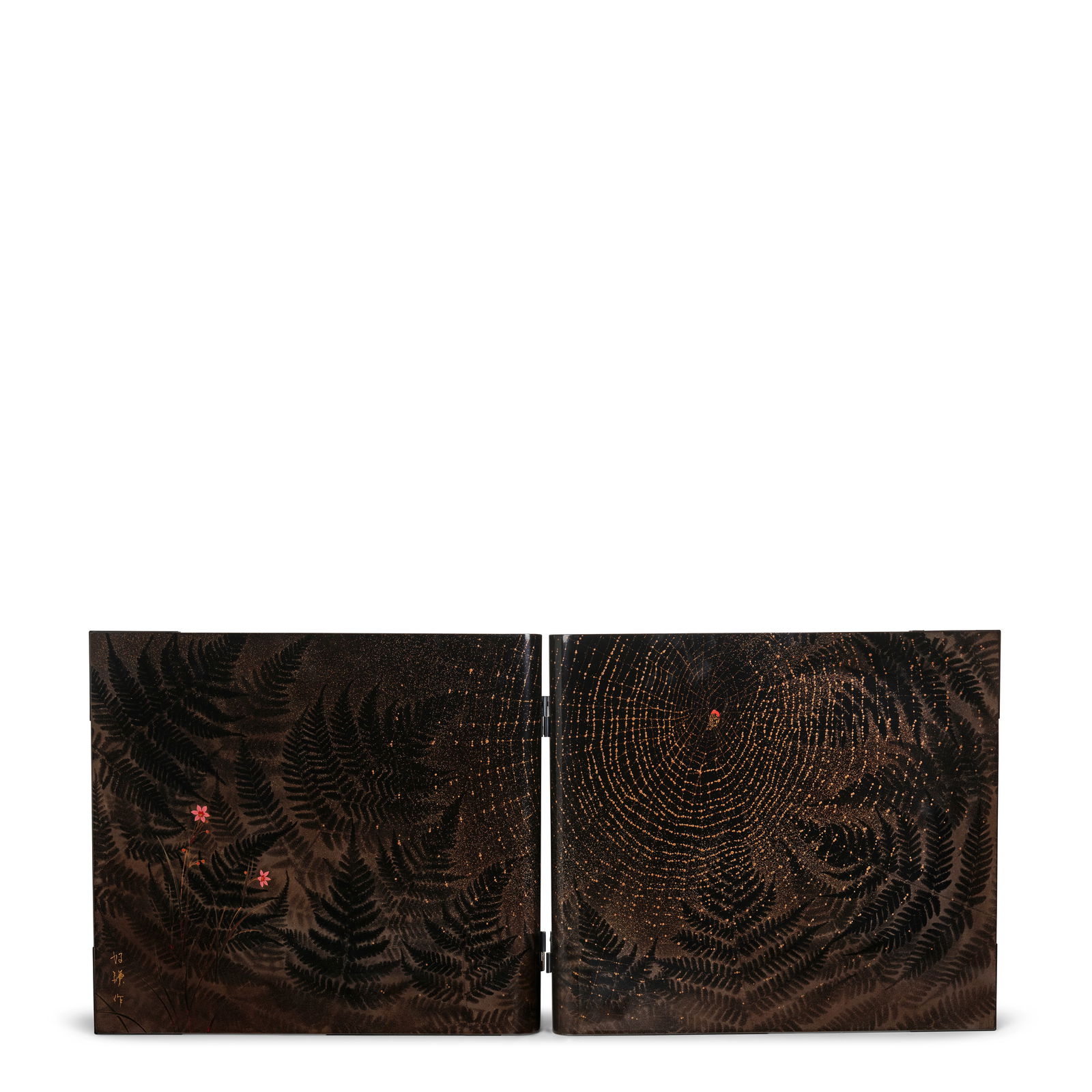 MURATA KŌKEN (1956-) A Lacquer Screen Named 'Forest Book' Showa (1926-1989) or Heisei (1989...: MURATA KŌKEN (1956-) A Lacquer Screen Named 'Forest Book' Showa (1926-1989) or Heisei (1989-2019) era, late 20th/early 21st century Comprising a pair of hinged panels, the black lacquer ground de