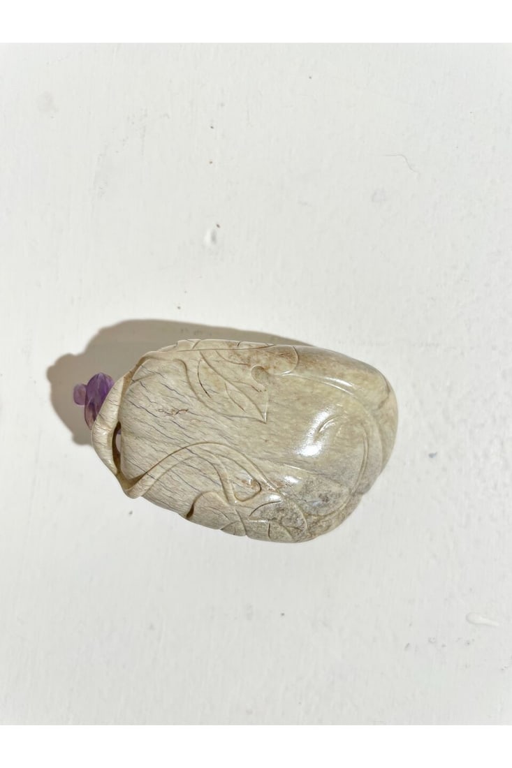 A FOSSILISED WOOD 'MELON' SNUFF BOTTLE 19th century - 3