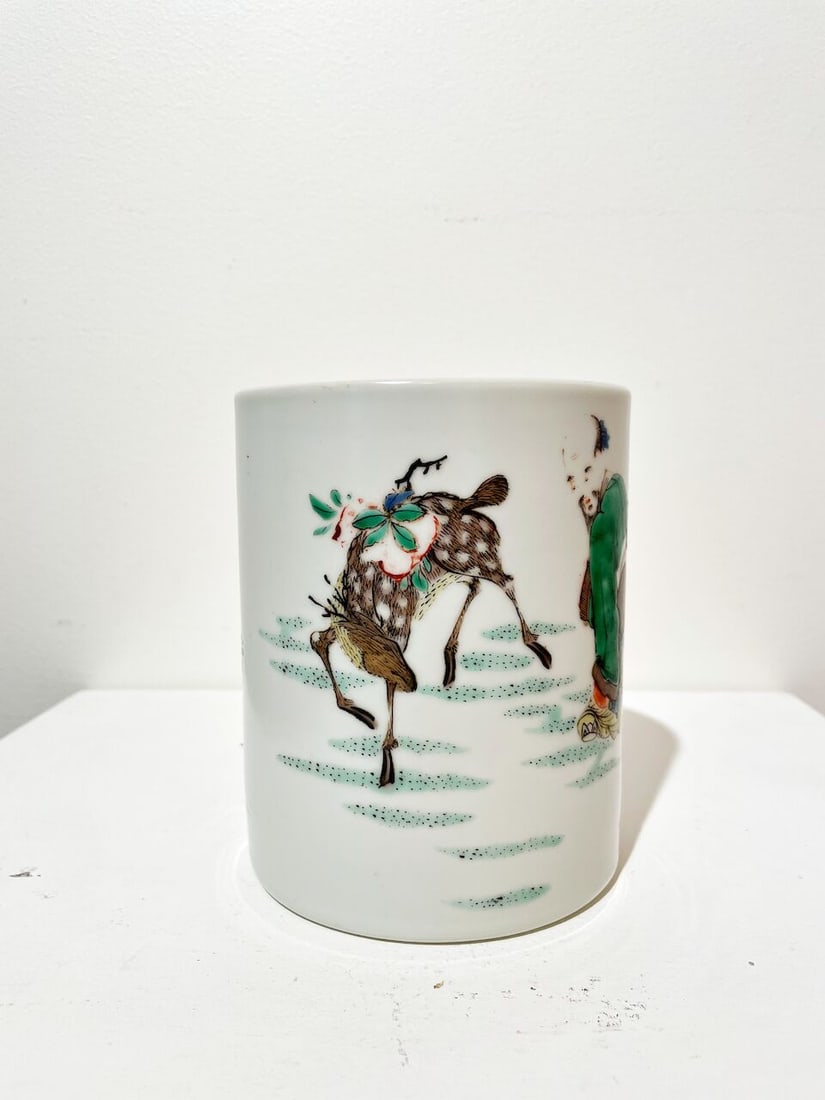 A FAMILLE VERTE 'FIGURES' BRUSH POT 19th century - 3