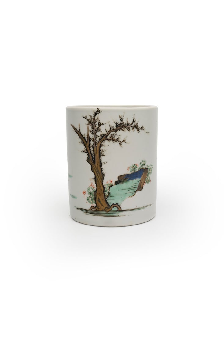 A FAMILLE VERTE 'FIGURES' BRUSH POT 19th century - 4