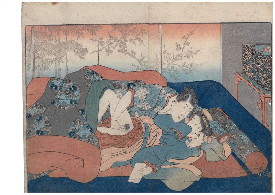 TWELVE SHUNGA YOKO-E Late Edo to Meiji period (12) - 6