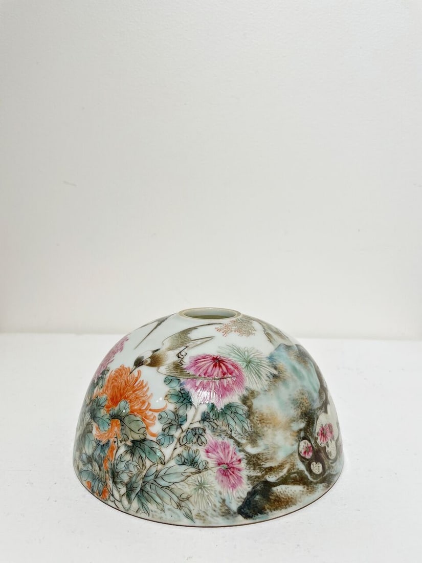 A FAMILLE-ROSE 'EGG SHELL' PORCELAIN LAMP SHADE Signed Yu Xuejun, dated according to inscription... - 7