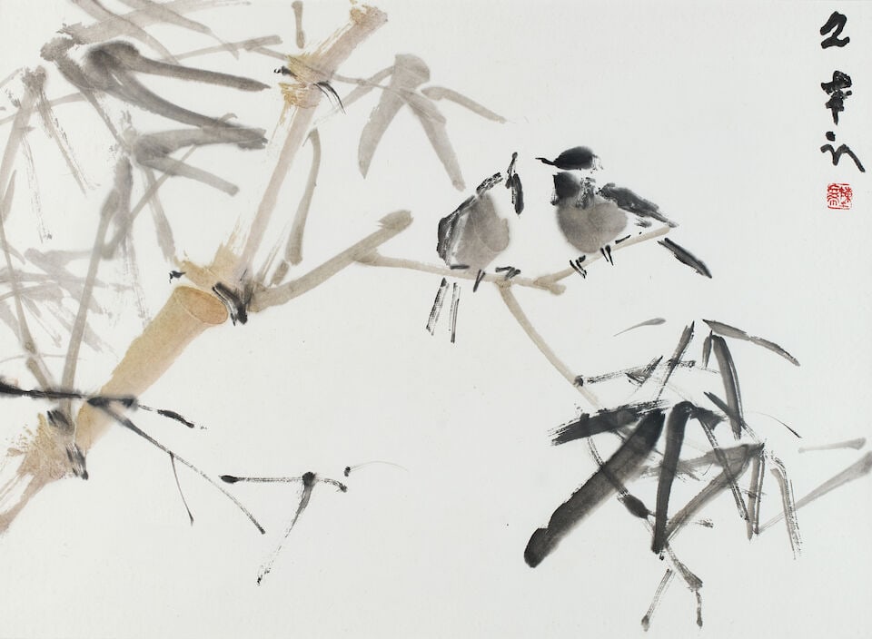 CHEN WEN HSI (1906-1991) Sparrows: CHEN WEN HSI (1906-1991) Sparrows Ink and colour on paper, hanging scroll Signed Wen Hsi, with one seal of the artist 36.0 x 46.0cm Footnotes: Provenance Merlin Gallery, Singapore (by repute) Private